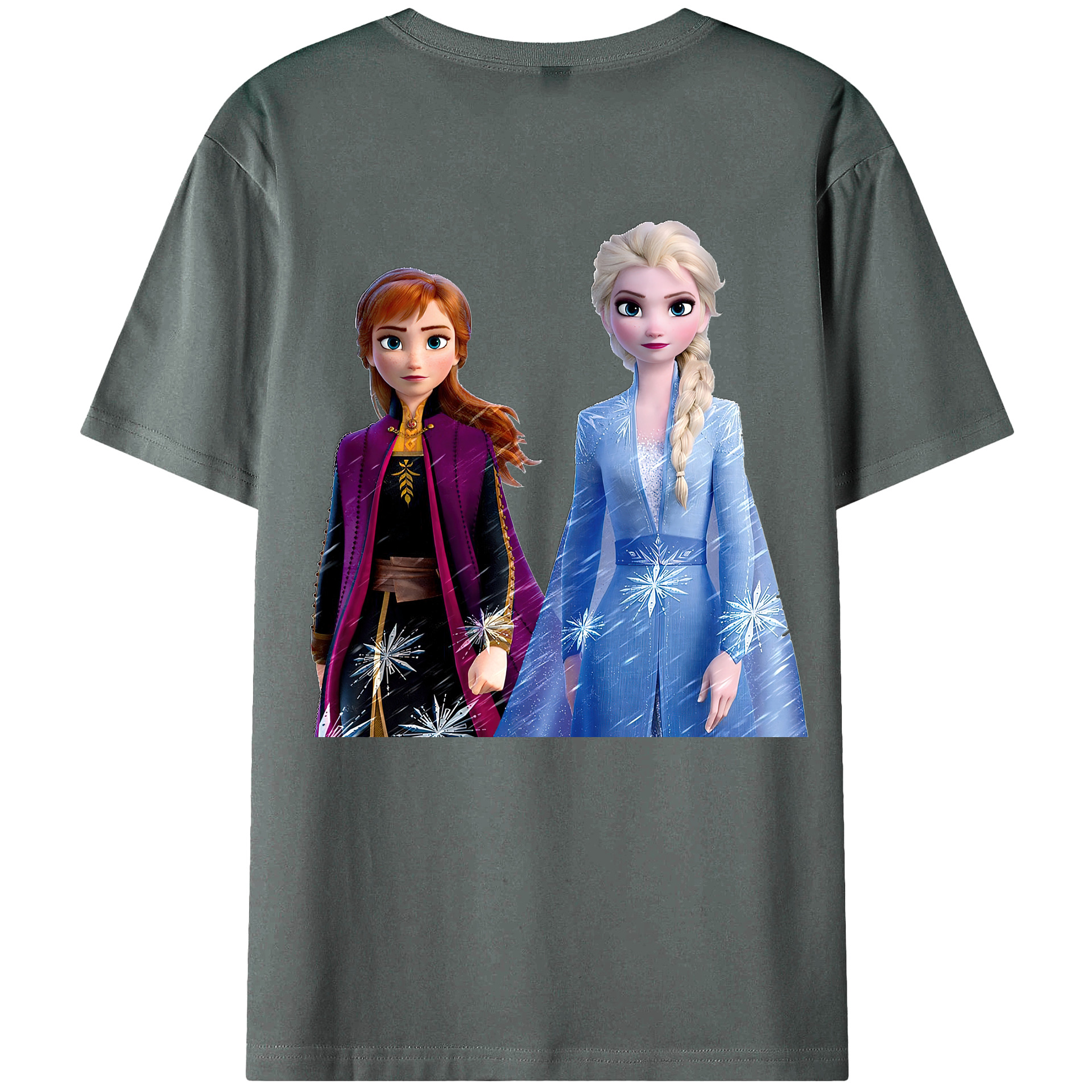 （画像用） アナと雪の女王 アンナ エルサ Frozen Anna Elsa 綿100％ メンズ半袖Tシャツ（バックプリント） 通気性